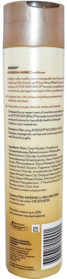 洗澡，美容，頭髮，頭皮，洗髮水，護髮素，護髮素 - Aveeno, Active Naturals, Nourish + Shine Conditioner, 10.5 fl oz (311 ml)