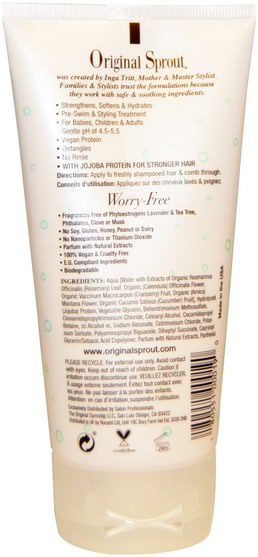 洗澡，美容，頭髮，頭皮，洗髮水，護髮素，護髮素 - Original Sprout Inc, Leave-In Conditioner, For Babies & Up, 4 fl oz (118 ml)