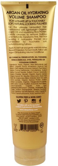 洗澡，美容，頭髮，頭皮，洗髮水，護髮素 - Deep Steep, Argan Oil, Hydrating Volume Shampoo, Lusciously Full, 10 fl oz. (295 ml)