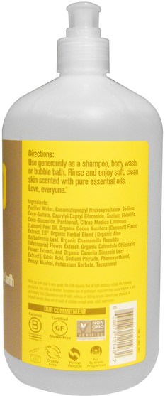洗澡，美容，頭髮，頭皮，洗髮水，護髮素 - EO Products, Everyone Soap for Every Body, 3 in 1, Coconut + Lemon, 32 fl oz (946 ml)
