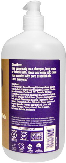 洗澡，美容，頭髮，頭皮，洗髮水，護髮素 - EO Products, Everyone Soap for Every Body, 3 In One, Lavender + Aloe, 32 fl oz (946 ml)