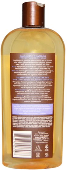 洗澡，美容，頭髮，頭皮，洗髮水，護髮素 - Hugo Naturals, Balancing Shampoo, Tea Tree & Lavender, 12 fl oz (355 ml)