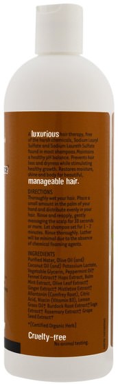 洗澡，美容，頭髮，頭皮，洗髮水，護髮素 - Organic Excellence, Shampoo, Revitalizing Hair Therapy, Wild Mint, 16 fl oz (572 ml)