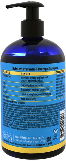 洗澡，美容，頭髮，頭皮，洗髮水，護髮素 - Pura Dor, Hair Loss Prevention Therapy Shampoo, 16 fl oz (473 ml)