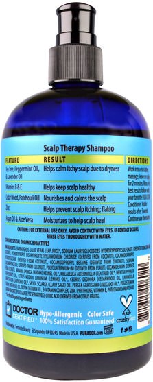洗澡，美容，頭髮，頭皮，洗髮水，護髮素 - Pura Dor, Scalp Therapy Shampoo, 16 fl oz (473 ml)