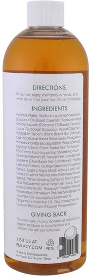 洗澡，美容，頭髮，頭皮，洗髮水，護髮素 - Puracy, Natural Shampoo, Citrus & Mint, 16 fl oz (473 ml)