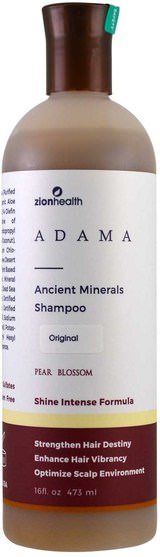 洗澡，美容，頭髮，頭皮，洗髮水，護髮素 - Zion Health, Adama, Ancient Minerals Shampoo, Original, Pear Blossom, 16 fl oz (473 ml)