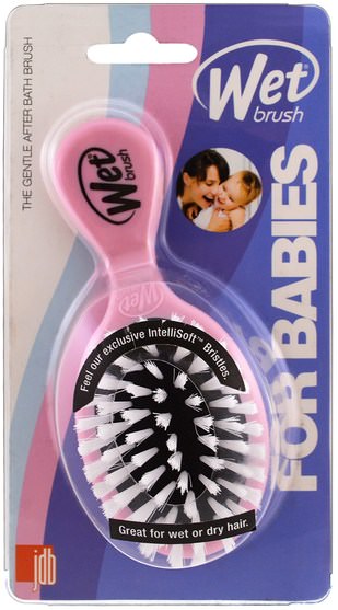 洗澡，美容，頭髮，頭皮 - Wet Brush, The Gentle After Bath Brush for Babies, Pink, 1 Brush