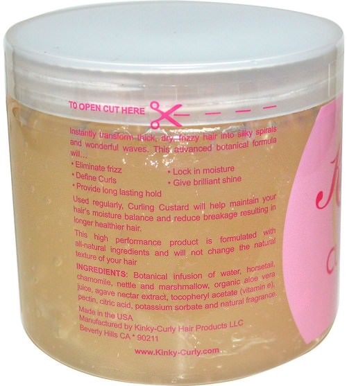 洗澡，美容，髮型定型凝膠 - Kinky-Curly, Original Curling Custard, Natural Styling Gel, 16 oz (472 ml)