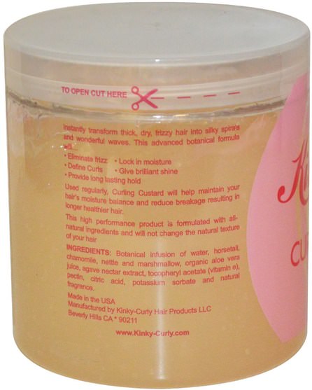 洗澡，美容，髮型定型凝膠 - Kinky-Curly, Original Curling Custard, Natural Styling Gel, 8 oz