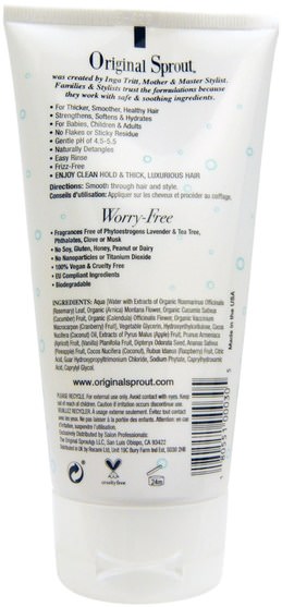 洗澡，美容，髮型定型凝膠 - Original Sprout Inc, Natural Hair Gel, For Babies & Up, 4 fl oz (118 ml)