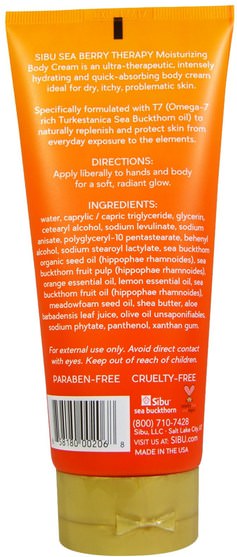 洗澡，美容，護手霜，身體護理 - Sibu Beauty, Sea Berry Therapy Moisturizing Body Cream, 6 fl oz (177 ml)