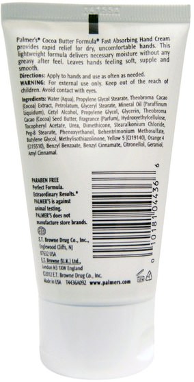 洗澡，美容，護手霜 - Palmers, Cocoa Butter Formula, with Vitamin E, Fast Absorbing Hand Cream, 2.1 oz (60 g)