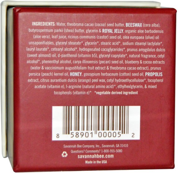 洗澡，美容，護手霜 - Savannah Bee Company Inc, Beeswax Hand Cream, 3.4 oz (96 g)