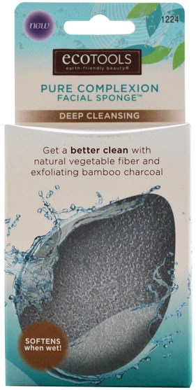 洗澡，美容，魔芋海綿，面部護理 - EcoTools, Pure Complexion Facial Sponge, Deep Cleansing, 1 Sponge