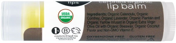 洗澡，美容，唇部護理，唇膏 - All Good Products, All Good Lips, Certified Organic Lip Balm, Coconut, 4.25 g