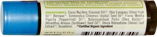 洗澡，美容，唇部護理，唇膏 - Avalon Organics, Organic Lip Balm, Peppermint Green Tea.15 oz (4.2 g)