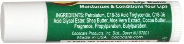 洗澡，美容，唇部護理，唇膏 - Cococare, Shea Butter Lip Balm.15 oz (4.2 g)
