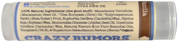 洗澡，美容，唇部護理，唇膏 - Crazy Rumors, 100% Natural Lip Balm, French Vanilla, 0.15 oz (4.4 ml)