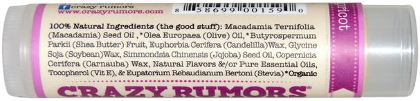洗澡，美容，唇部護理，唇膏 - Crazy Rumors, 100% Natural Lip Balm, Leaping Bunny, Plum Apricot, 0.15 oz (4.4 ml)