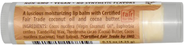 洗澡，美容，唇部護理，唇膏 - Everyday Coconut, Fair Trade Lip Balm, Purely Coconut, 0.15 oz (4.25 g)