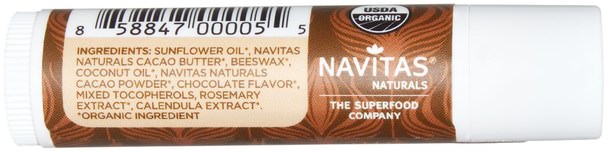 洗澡，美容，唇部護理，唇膏 - Navitas Organics, Organic Cacao Lip Balm.15 oz (4.25 g)