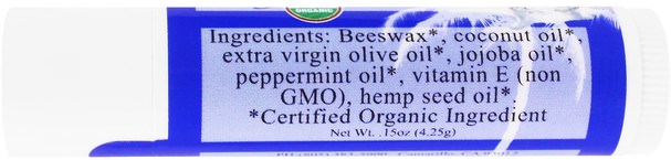 洗澡，美容，唇部護理，唇膏 - Organic Fiji, Certified Organic Lip Balm, Peppermint, 0.15 oz (4.25 g)