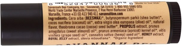 洗澡，美容，唇部護理，唇膏 - Savannah Bee Company Inc, Beeswax & Propolis Lip Balm, Salted Caramel, 0.15 oz (4.2 g)