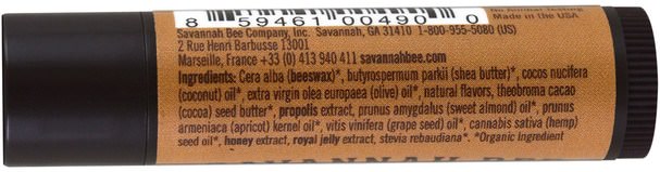 洗澡，美容，唇部護理，唇膏 - Savannah Bee Company Inc, Beeswax & Propolis Lip Balm, Sweet Tea, 0.15 oz (4.2 g)
