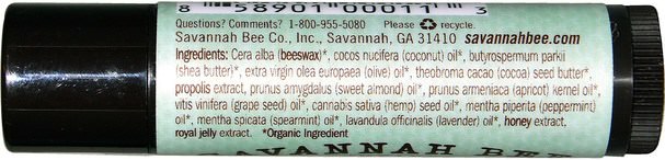 洗澡，美容，唇部護理，唇膏 - Savannah Bee Company Inc, Lip Balm, Mint Julep, 0.15 oz (4.2 g)
