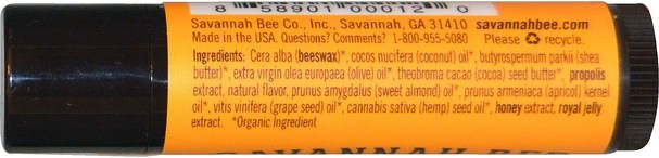 洗澡，美容，唇部護理，唇膏 - Savannah Bee Company Inc, Lip Balm, Tupelo Honey, 0.15 oz (4.2 g)