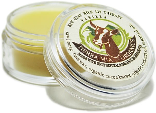 洗澡，美容，唇部護理，唇膏 - Tierra Mia Organics, Raw Goat Milk Lip Therapy, Vanilla.33 oz