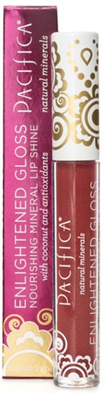 沐浴，美容，唇部護理，唇彩，口紅，光澤，襯墊 - Pacifica, Enlightened Gloss, Nourishing Mineral Lip Shine, Ravish, 0.10 oz (2.8 g)