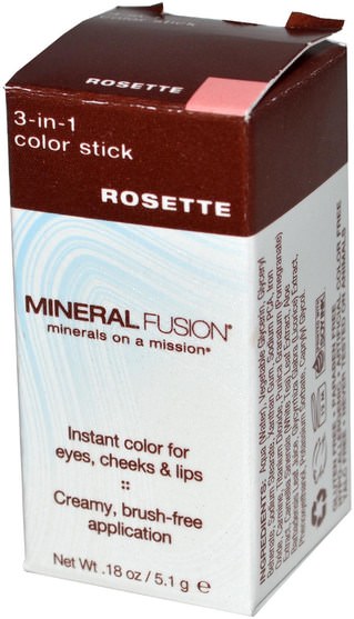 沐浴，美容，唇部護理，唇膏，口紅，光澤，襯墊 - Mineral Fusion, 3-in-1 Color Stick, Rosette.18 oz (5.1 g)