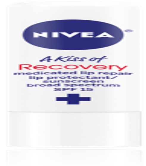 洗澡，美容，唇部護理，唇部防曬霜 - Nivea, A Kiss of Recovery, Medicated Lip Repair, SPF 15, 0.17 oz (4.8 g)