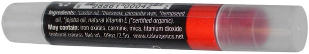 沐浴，美容，唇部護理，唇彩，唇彩 - Colorganics Hemp Organics, Organic Lip Tint, Love.09 oz (2.5 g)