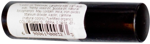 洗澡，美容，唇部護理，口紅，唇膏 - Colorganics Hemp Organics, Lipstick, Coral, 0.14 oz