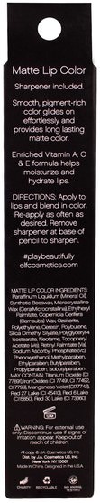 洗澡，美容，口紅，光澤，襯墊，嘴唇 - E.L.F. Cosmetics, Matte Lip Color, Berry Sorbet, 0.05 oz (1.4 g)