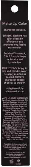 洗澡，美容，口紅，光澤，襯墊，嘴唇 - E.L.F. Cosmetics, Matte Lip Color, Cranberry, 0.05 oz (1.4 g)