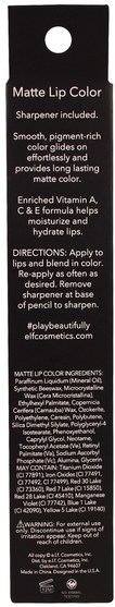 洗澡，美容，口紅，光澤，襯墊，嘴唇 - E.L.F. Cosmetics, Matte Lip Color, Mulberry Maven, 0.05 oz (1.4 g)