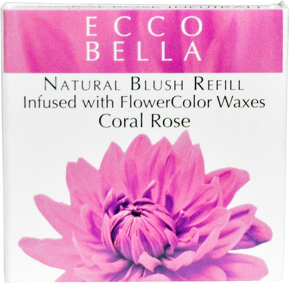 洗澡，美容，化妝，臉紅 - Ecco Bella, FlowerColor Blush, Coral Rose (Neutral).12 oz (3.5 g)
