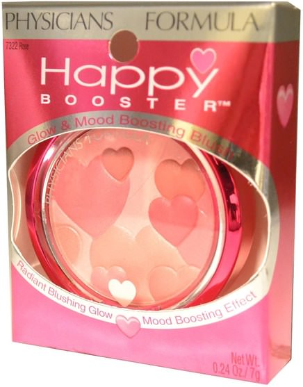 洗澡，美容，化妝，臉紅 - Physicians Formula, Happy Booster, Glow & Mood Boosting Blush, 7322 Rose, 0.24 oz (7 g)