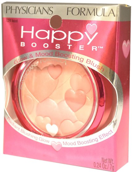 洗澡，美容，化妝，臉紅 - Physicians Formula, Happy Booster, Glow & Mood Boosting Blush, 7324 Natural, 0.24 oz (7 g)