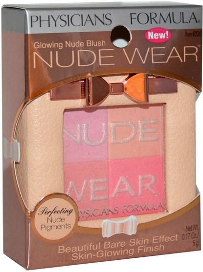 洗澡，美容，化妝，臉紅 - Physicians Formula, Nude Wear, Glowing Nude Blush, Rose, 0.17 oz (5 g)