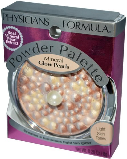 洗澡，美容，化妝，臉紅 - Physicians Formula, Powder Palette, Mineral Glow Pearls, Light Bronze Pearl, 0.28 oz (8 g)