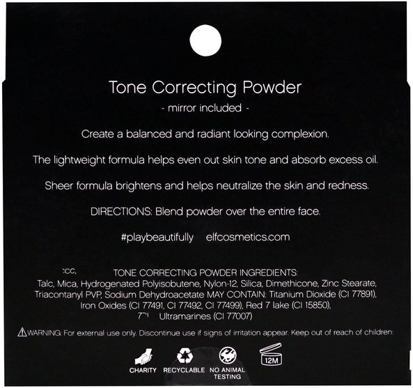沐浴，美容，化妝，粉餅 - E.L.F. Cosmetics, Tone Correcting Powder, Cool, 0.48 oz (13.5 g)