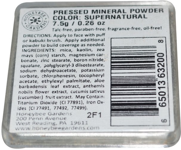 沐浴，美容，化妝，粉餅 - Honeybee Gardens, Pressed Mineral Powder, Supernatural, 0.26 oz (7.5 g)