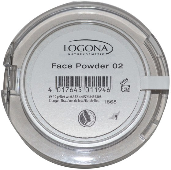 沐浴，美容，化妝，粉餅 - Logona Naturkosmetik, Face Powder, Medium Beige 02, 0.352 oz (10 g)