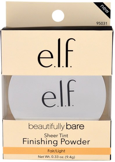 洗澡，美容，化妝 - E.L.F. Cosmetics, Beautifully Bare, Sheer Tint, Finishing Powder, Fair/Light, 0.33 oz (9.4 g)