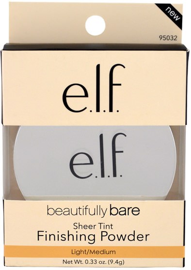 洗澡，美容，化妝 - E.L.F. Cosmetics, Beautifully Bare, Sheer Tint Finishing Powder, Light/Medium, 0.33 oz (9.4 g)